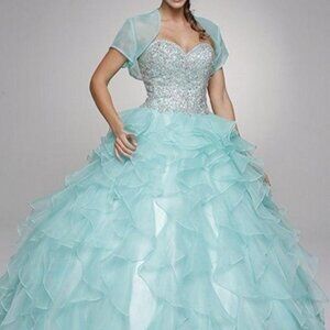 Strapless Ballgown Illusion Cape Prom Dress JT322
